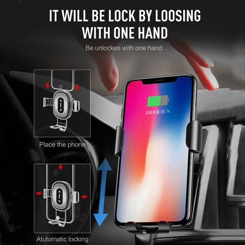 Fast Charging Wireless Charger Car Mount Air Vent Phone Holder For Cell Phone US - Picture 4 of 13