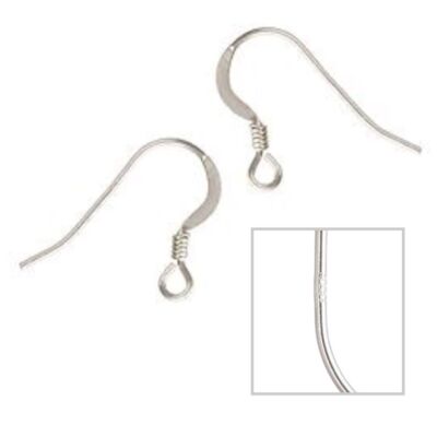 925 Sterling Silver Flat Fishhook Ear Wires with Coil for Jewelry Making