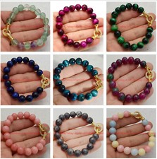 Beautiful Natural 8/10/12mm Multicolor Round Gemstone Beads Bracelet 7.5'' AAA 