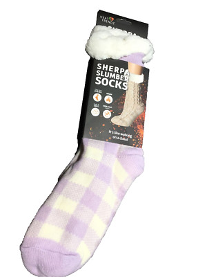  Heat Trendz Sherpa Slumber Socks - One Size Fits All Unisex /Light Purple 