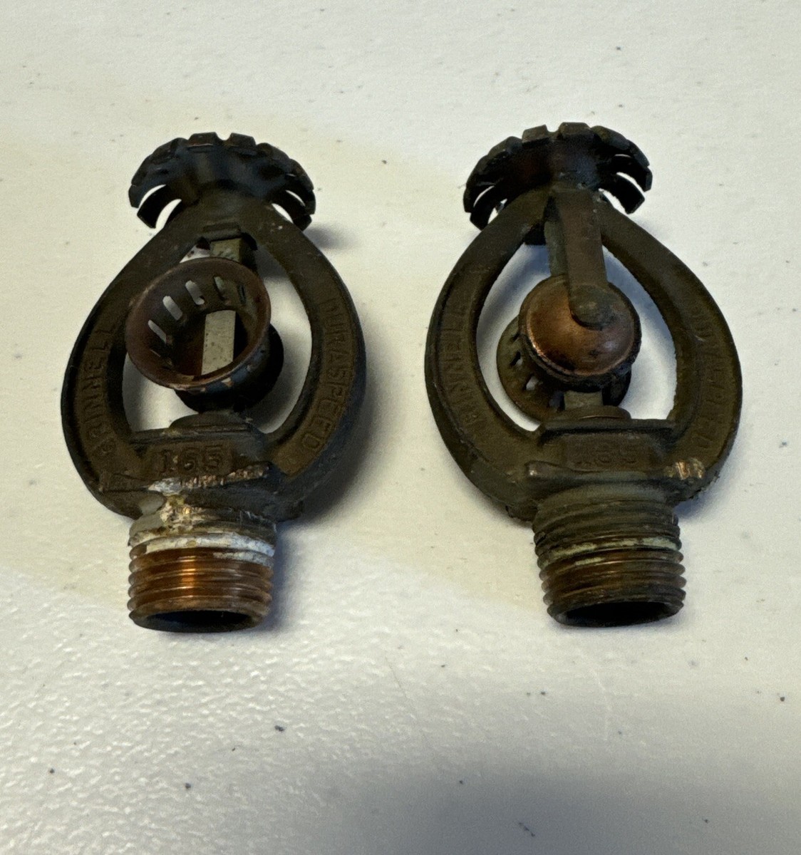 Pair of Antique Fire Sprinkler Grinnell 1957 Upright 165 Rare