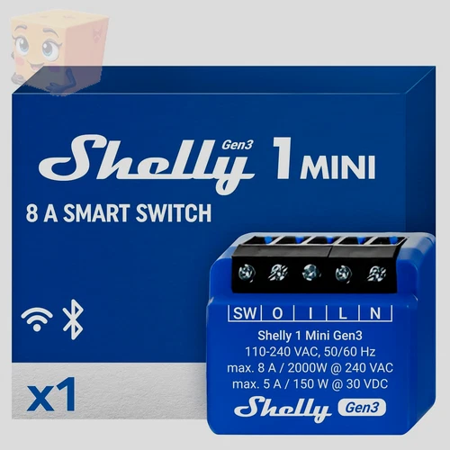 Shelly 1 Mini Gen3 Smart Relais Schalter, WLAN & Bluetooth, Alexa & Google Home