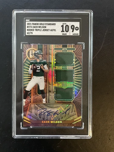 2021 Panini Gold Standard Zach Wilson RPA #62/75 SGC MT 9 / AUTO 10 BRONCOS