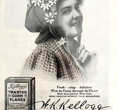Kellogg Toasted Corn Flakes 3 Daisies 1905 Victorian Advertisement Cereal DWCC11