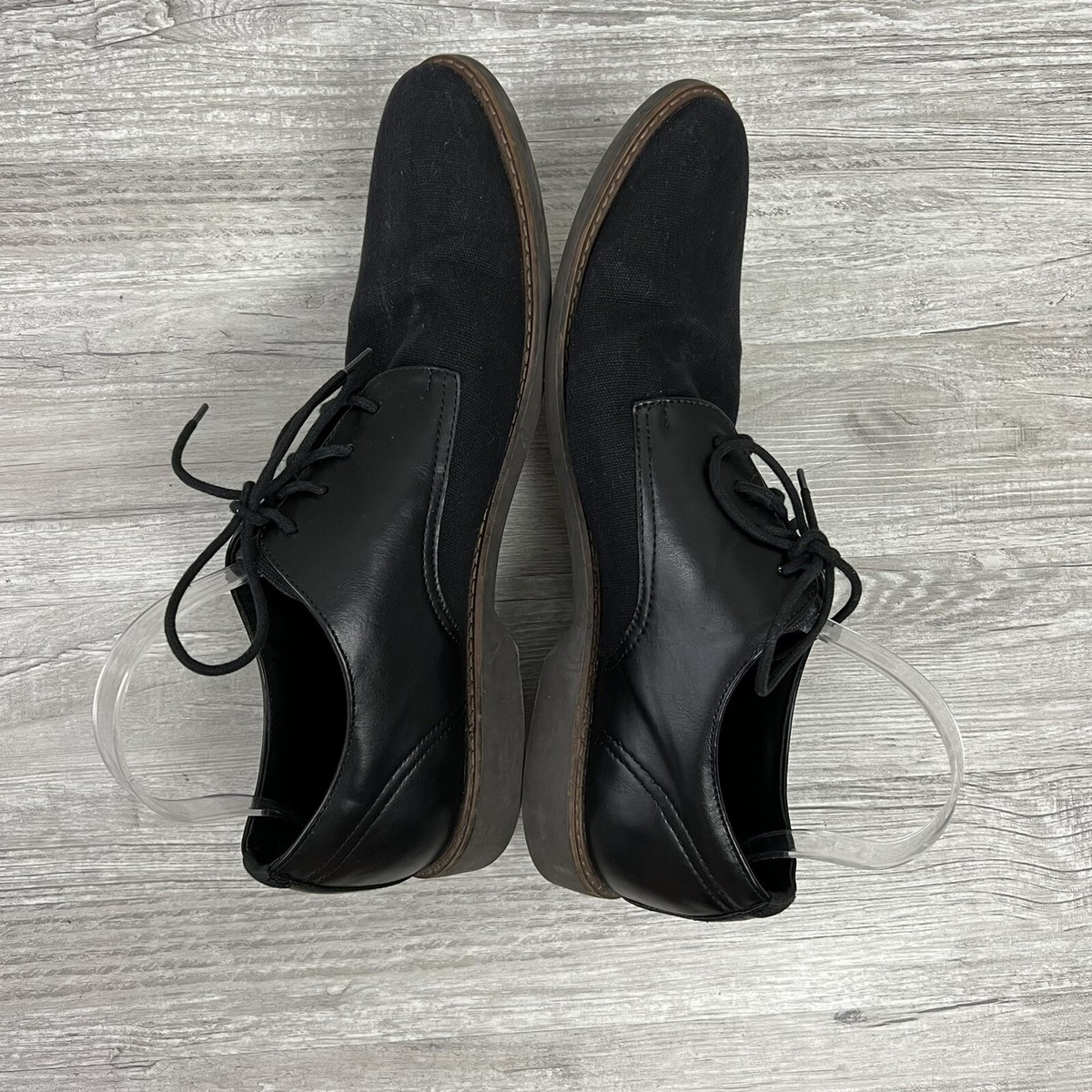 Aldo Mens Dress Casual Shoes Black Lace Up Leather & Canvas 