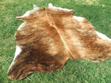LARGE BRINDLE BROWN Cowhide Rug natural hair Cowhides Cow Hide Skin 6X6 FEET RC