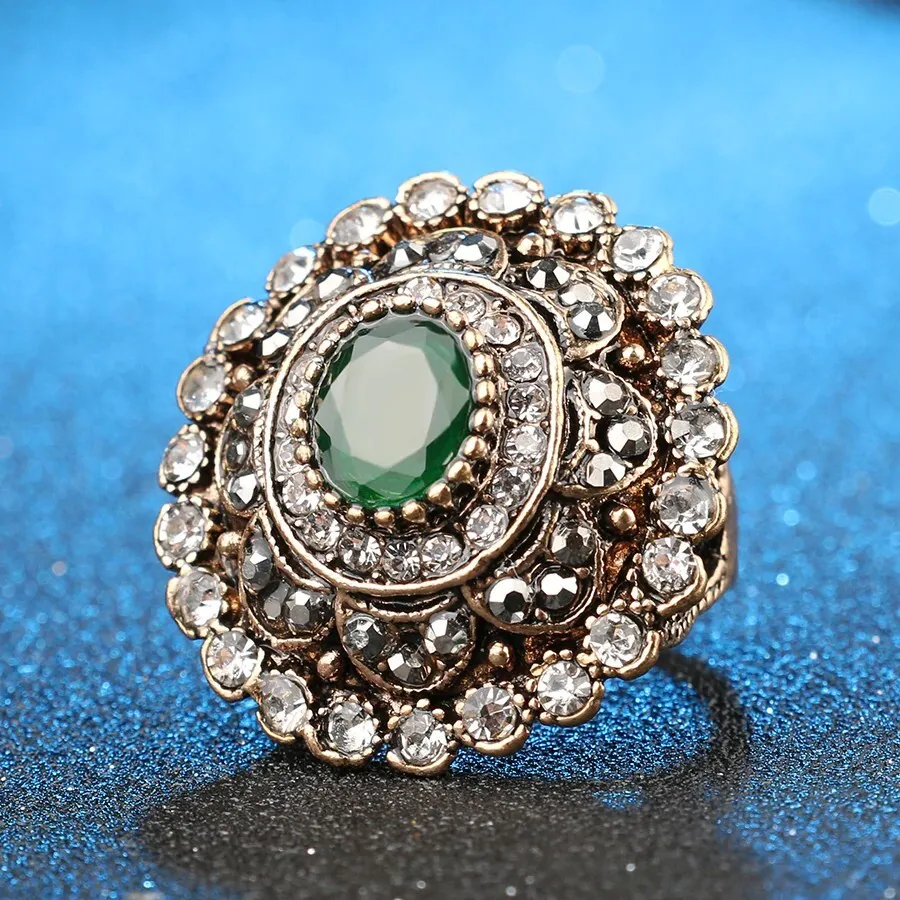 Buy Round Shape Green Colour Beautiful Finger Ring Embedded with Sparkling  Stone Online | Anuradha Art Jewellery