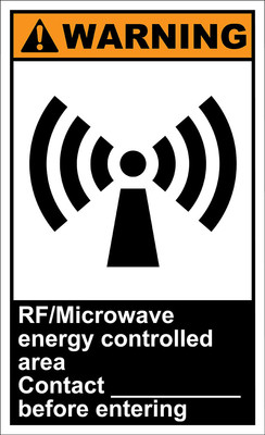 Rf - Microwave Energy Controlled Area Warning OSHA / ANSI LABEL DECAL STICKER