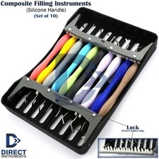 10Pcs Set Dental Composite Filling Instruments Silicone Handle With Cassette