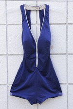 VGT 60  s 70s Cole Of California Pinup Bombshell Blue Front zipper Swimsuit sz 10