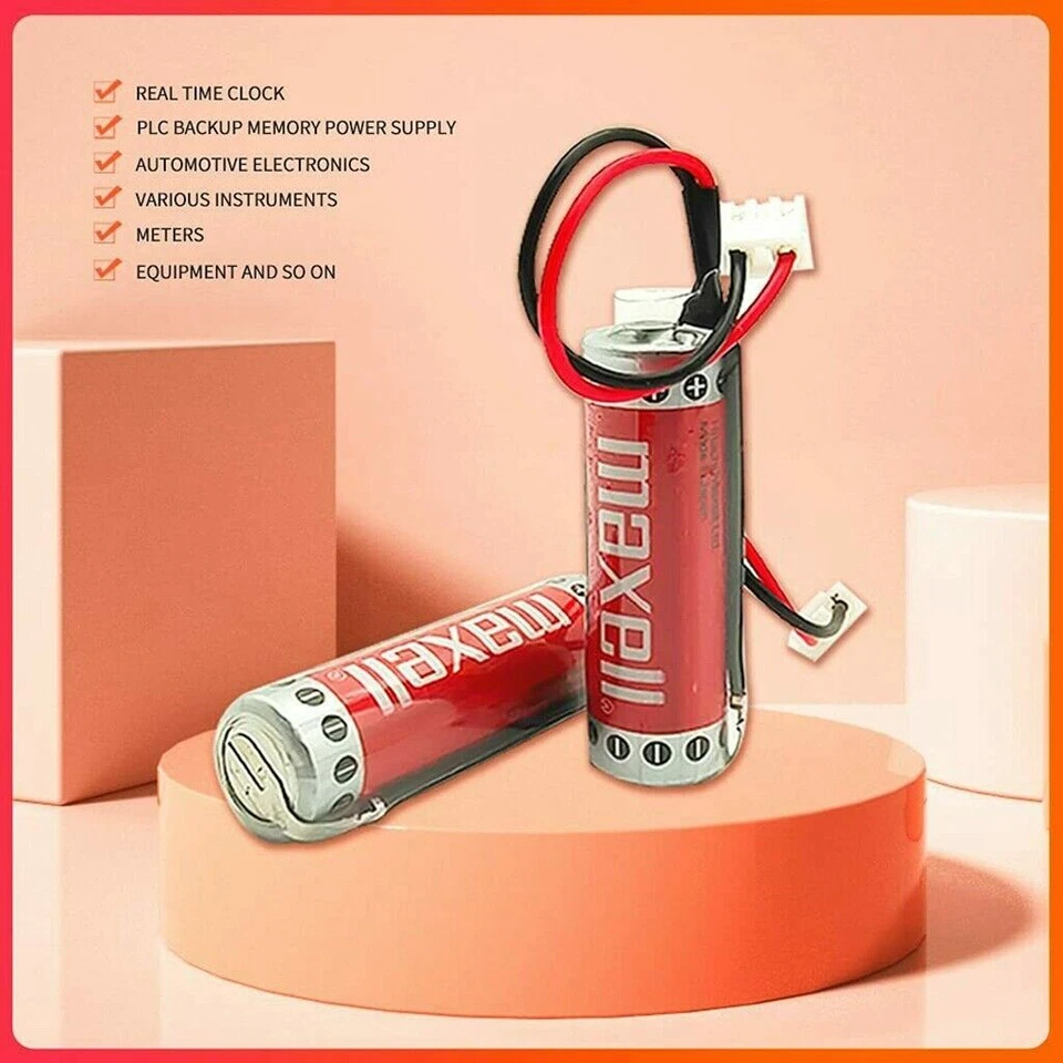 50PCS 3.6V 1800mAh MAXELL ER6C AA PLC Battery for Mitsubishi FX F2-40BL w/Plug - Image 4 of 4