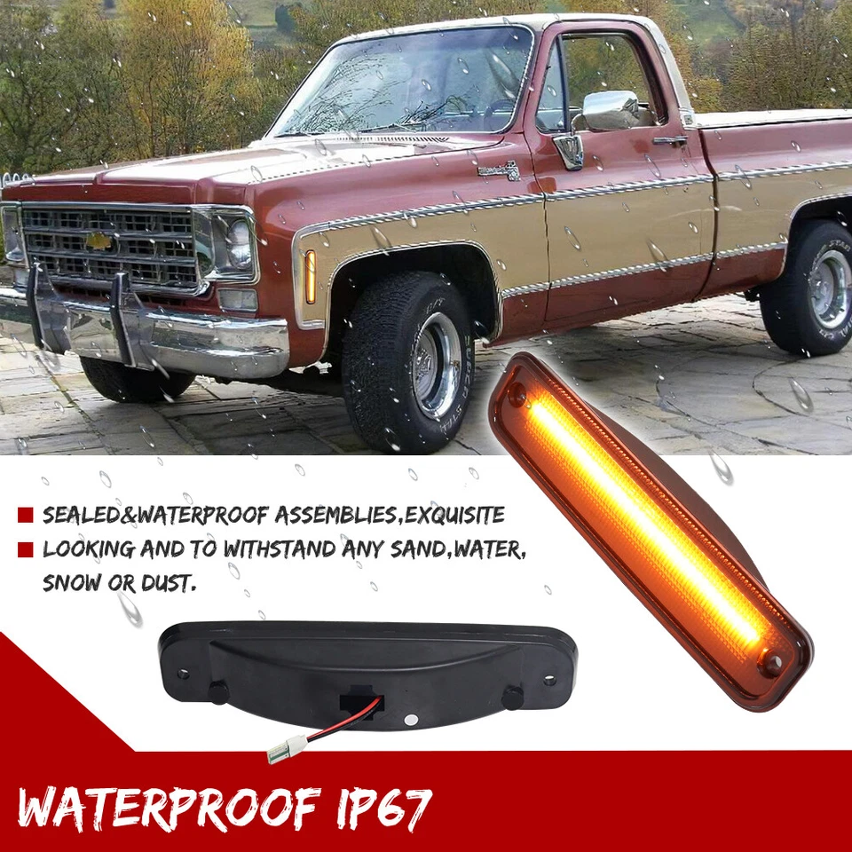 Smoked Amber LED Side Marker Lights 73-80 GMC Chevy Pickup Blazer Suburban Jimmy - Image 4 of 4