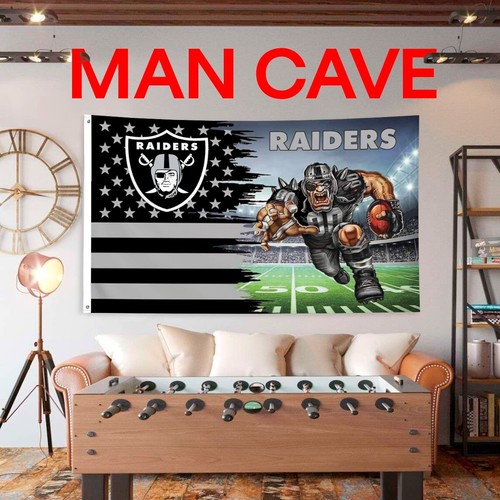 Oakland Raiders Las Vegas 3x5 American Flag Las Vegas Nation Mascot Banner - Picture 11 of 15