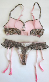 NWT - Victoria's Secret Sexy Little Things Push up Bra & Garter Thong - Leopard