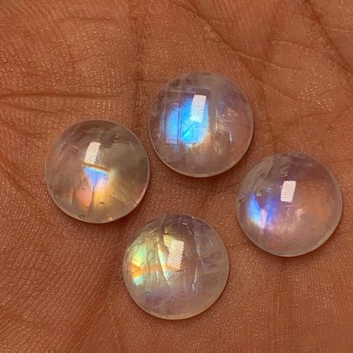 AAAA Multi Blue Flashy Fire Rainbow Moonstone,2 Matching Pairs Round Shape 12 MM - Picture 11 of 18