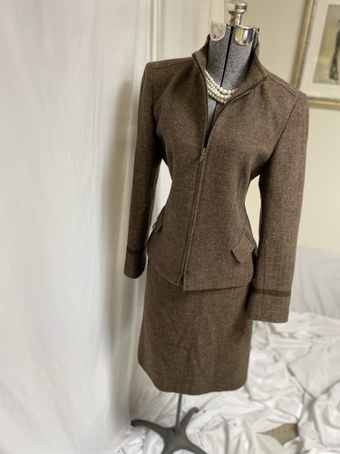 NEW Kasper Skirt Suit Size 10 Fits Like 8 Two Piece Set Herringbone Wool VINT - Picture 19 of 24