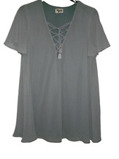 Show Me Your Mumu Kylie Lace Up Dress Women L Poolside Chiffon Flutter Lined