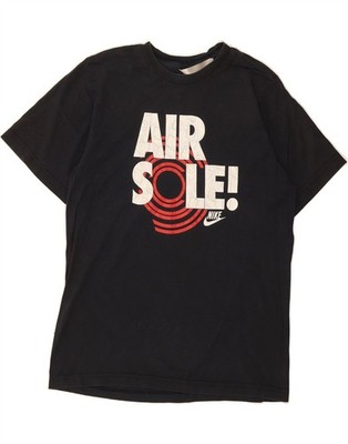 NIKE Herren Air Graphic T-Shirt Oberteil Small Schwarz Baumwolle DR31