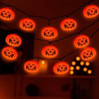 Konictom Halloween Pumpkin String Lights Outdoor 8.5 feet, Bat 