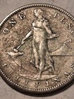 1909-S Philippine Silver Peso Foreign Coin Unique Natural Toning — photo 8