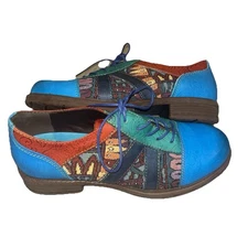 Socofy Boho Leather Patchwork Multi-Color Oxford Tie Adult/Men 7.5/41 City Metro