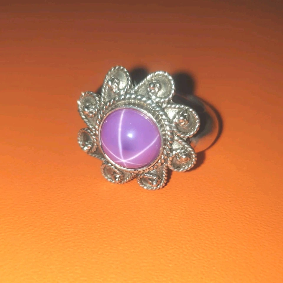 ✨️ANILLO ZAFIRO ESTRELLA PÚRPURA✨️ PLATA ESTERLINA Talla 6 Foto 3 de 4