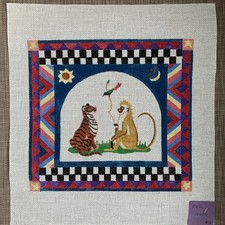 Handpainted Needlepoint Canvas  Jungle Friends   Read Description 