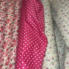 Fabric Bundle 3 metres Pink Floral Polka Dot Patchwork  Pretty Dress Making NEW