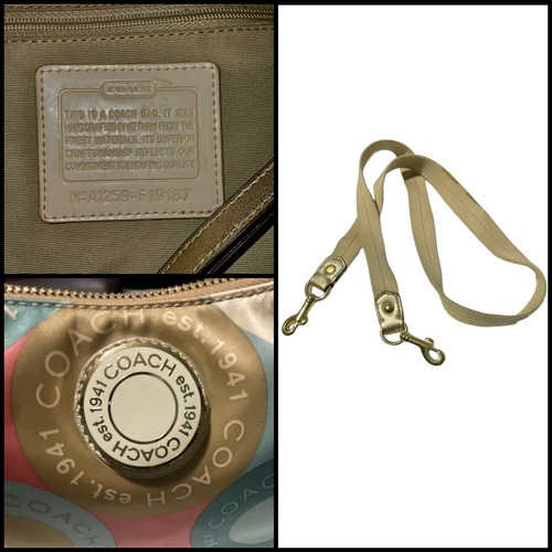 Coach Snaphead Multicolor Satin Signature Print Leather Trim CrossBody Bag Snap - Picture 6 of 15