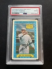 1970 ROLD GOLD Baseball Walter Johnson #1 WASHINGTON SENATORS Graded PSA 2 Good