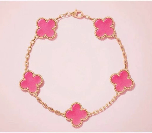 Van Cleef Arpels Vintage Alhambra Pendant Bracelet 18K Yellow Gold Enamel
