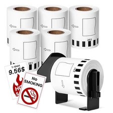 6 Rolls DK-2251 Black/Red Continuous Length Label Replace for Brother DK 2251...