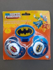 Rare DC Super Friends 2 BATMAN Silicone Orthodontic Pacifiers holder BPA free