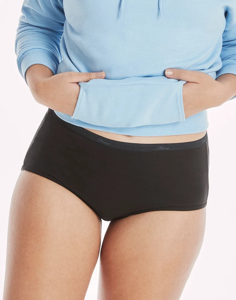 Hanes Briefs 10-Pack Panties Women's Underwear Breathable 100% Cotton All Black - Image 3 of 4