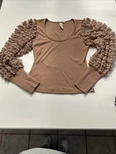 Dolan Left Coast Collection Shirt with Ruffled Dolman Sleeves Size S (#L148)