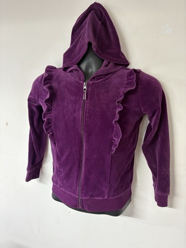 Wonder Nation Velour Jacket Girls Hoody Hoodie Zip Long Sleeves Purple Med 7/8 - Picture 2 of 3