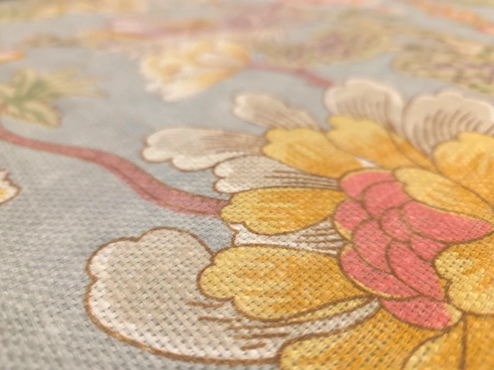 P Kaufmann IMOGENE 金色黄色蓝色绿色花卉鸟织物 Uph 布料 — 第 3/4 张图片