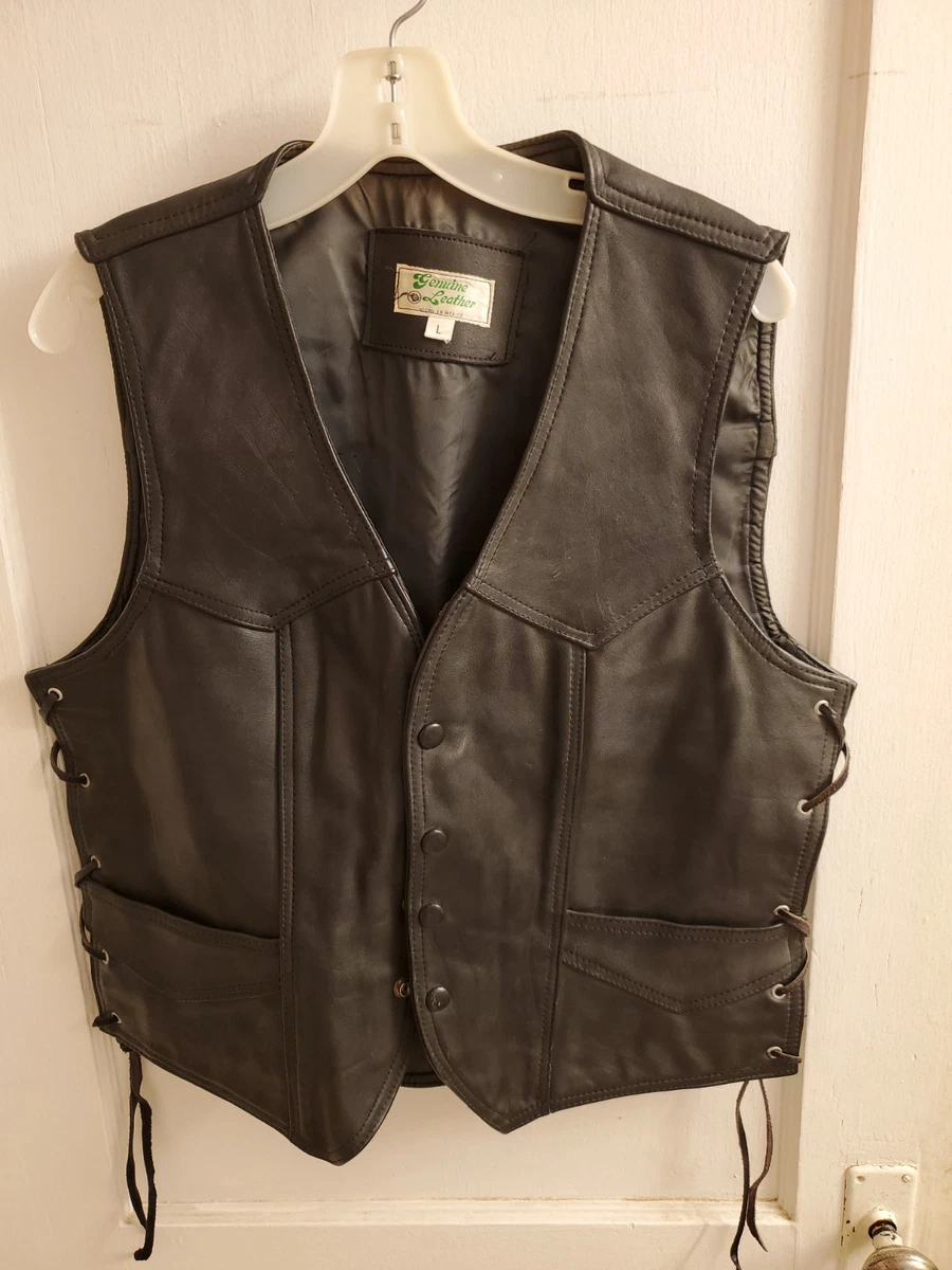 Black Leather Vintage Vests for Men for sale | eBay