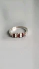 Vintage Sterling Silver Red Garnet CZ Half Eternity Ring Size P