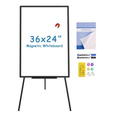 VIZ-PRO Magnetic Whiteboard Easel Black, 36 x 24 Inches, Height Adjustable