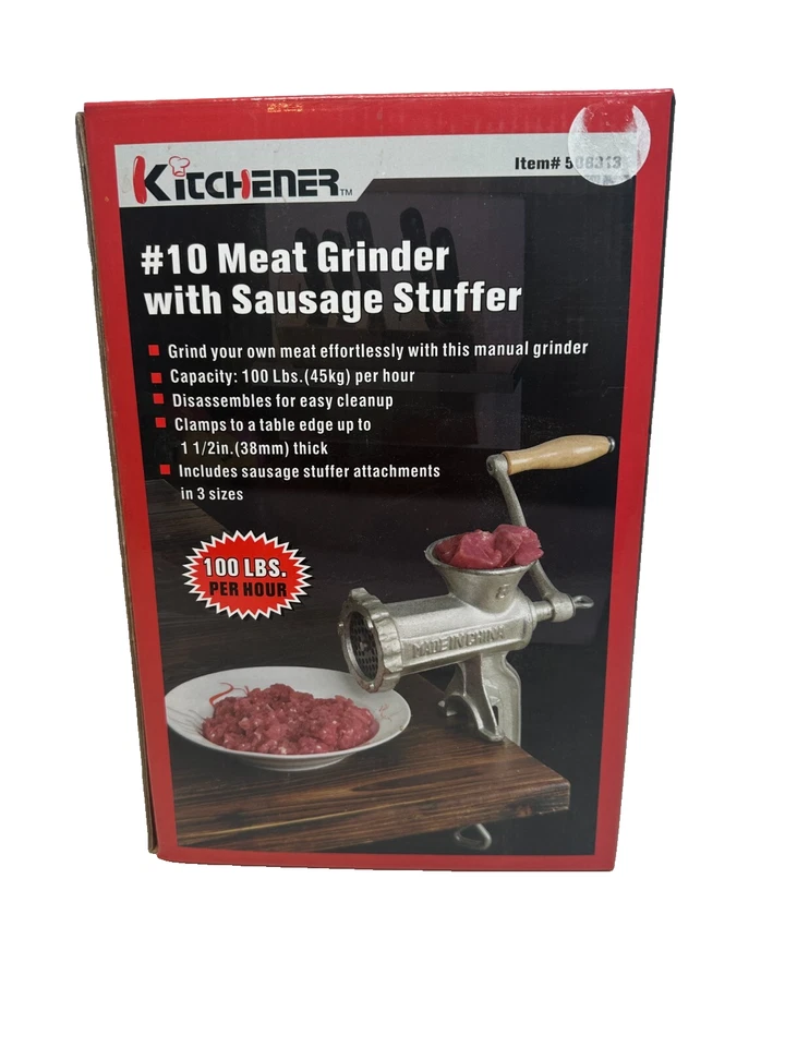 NUEVO - Molinillo de carne Kitchener con relleno de salchichas con accesorios - Nuevo en caja Foto 3 de 4