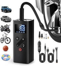 Pocket Air Car Tire Inflator Portable Air Compressor by Bullseye Pro, Rechargeab