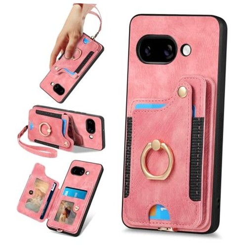 for Google Phone Case Wallet Card Holder,PU Leather Flip Folio Pixel 9A Pink