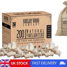 Wood Wool Natural Firelighter With Free Hessian Bag, Box Of 200 For Log Burners, 0.13 per lighter