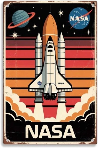 Space Shuttle Tin Metal Signs Home Décor Vintage Space E xploration print Suitab