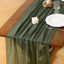  Green Cheesecloth Table Runner Olive Fall Thanksgiving 10ft x 1pc Olive Green