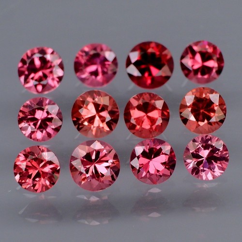 Round Diamond Cut 4 to 4.5mm.Cherry Pink Rhodolite Garnet Africa 12Pcs/4.21Ct.