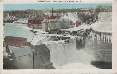 Rochester, NY: 1929 Genesee River Lower Falls - Vintage New York Postcard