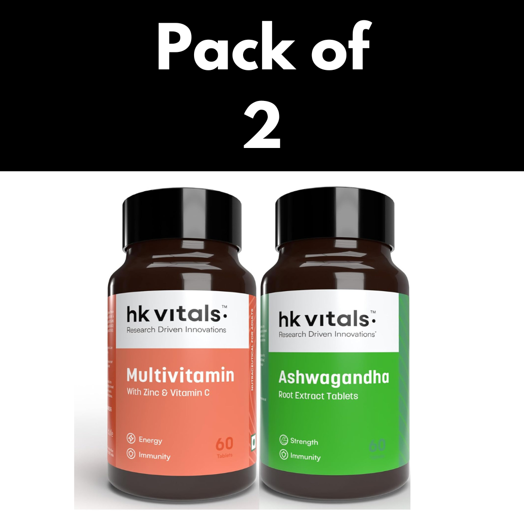 HK Vitals Ashwagandha & Multivitamin Anxiety & Stress Relief  60 Caps/Tabs