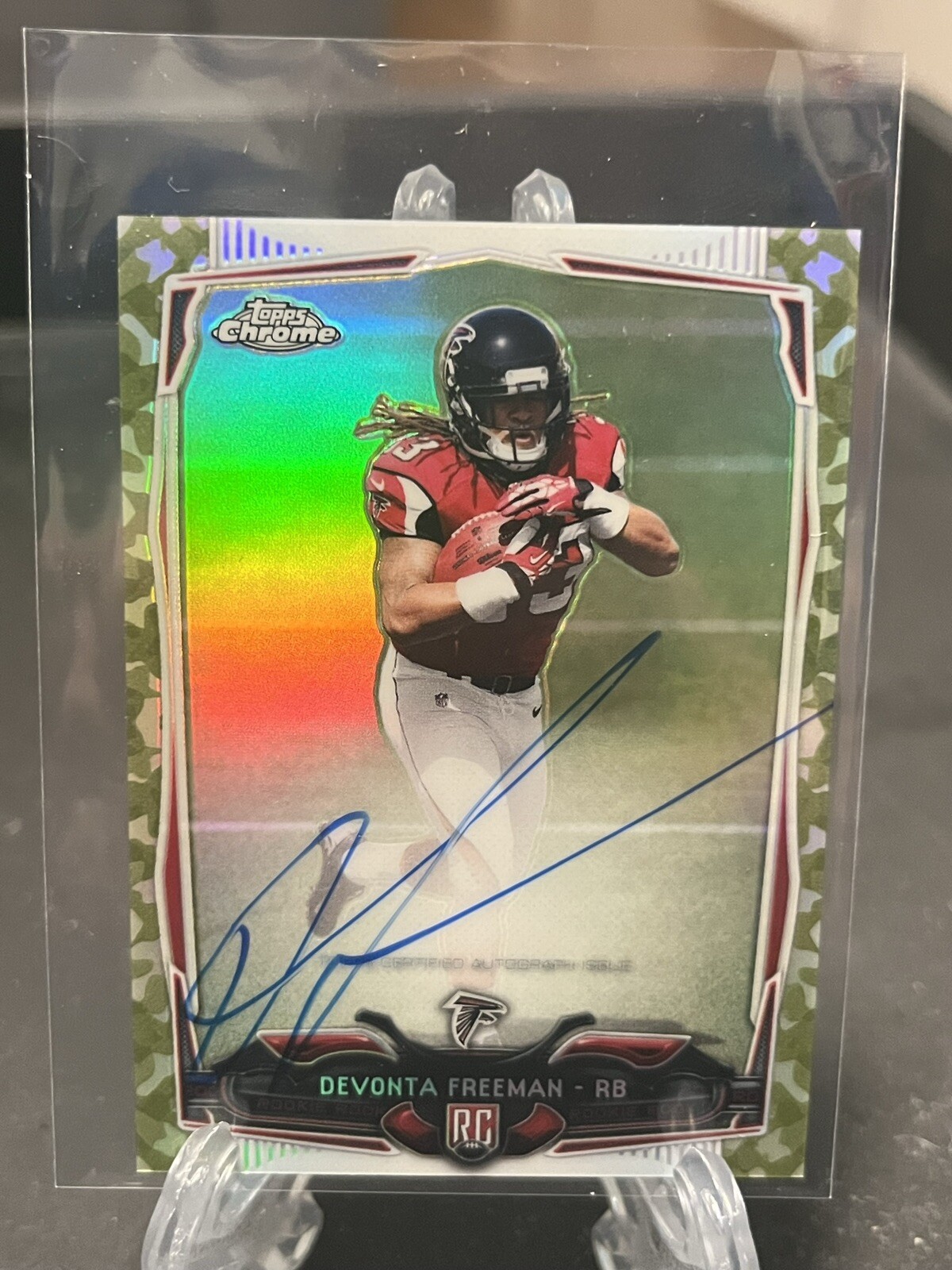 Devonta Freeman Topps Chrome Mini #216 Autograph-Camo Refractor